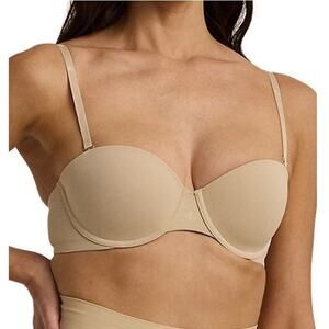 Lauren Ralph Lauren Bra 36D Luxe Smoothing Convertible Strapless Beige 36 d NEW